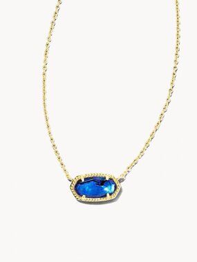 Elisa Gold Pendant Necklace in Navy Abalone